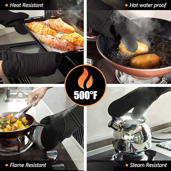 Rorecay 6pcs Oven Mitts and Pot Holders Sets Heat Resistant 500 Degrees - Image 5
