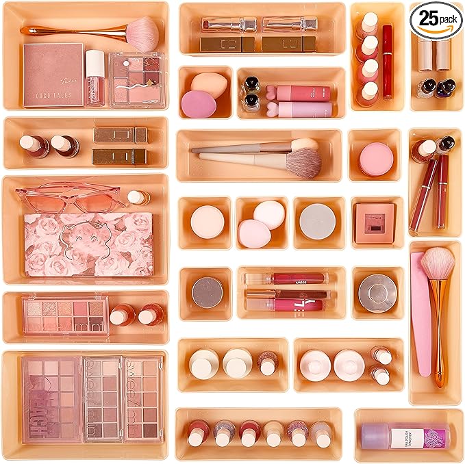 Vtopmart 25 PCS Plastic Drawer Organizers Set, 4-Size Versatile Bathroom and by Vtopmart