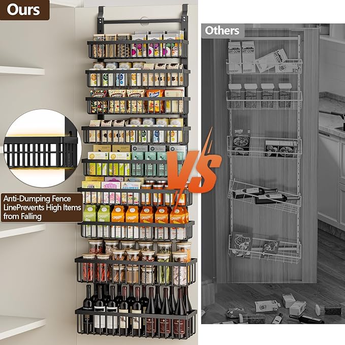 POKIPO 9 Tier Over The Door Pantry Organizer, 2 in 1 Wall Mount or Hanging - Image 3