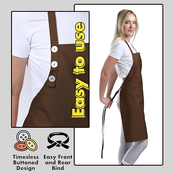 TOSHE Kitchen Apron Waterdrop Resistant Cotton Apron - Image 6