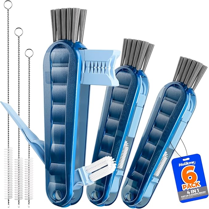 6 Pack Holikme 4 in 1 Cup Lid Cleaning Brush Set by Holikme