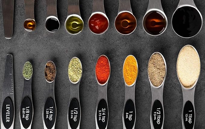Magnetic Measuring Spoons Set of 8 Stainless Steel Stackable Dual Sided Nesting - Image 8