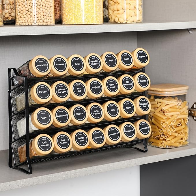 AOZITA Spice Rack Organizer for Cabinet, 28 Empty Spice Jars - Image 6