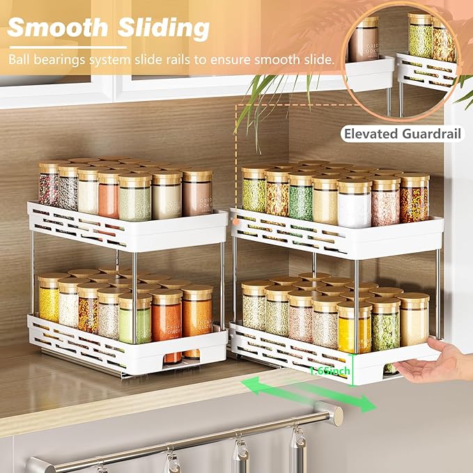 Pull Out Spice Rack Organizer for Cabinet, 2 Pack Widen Slide Out Spice Racks - Image 5