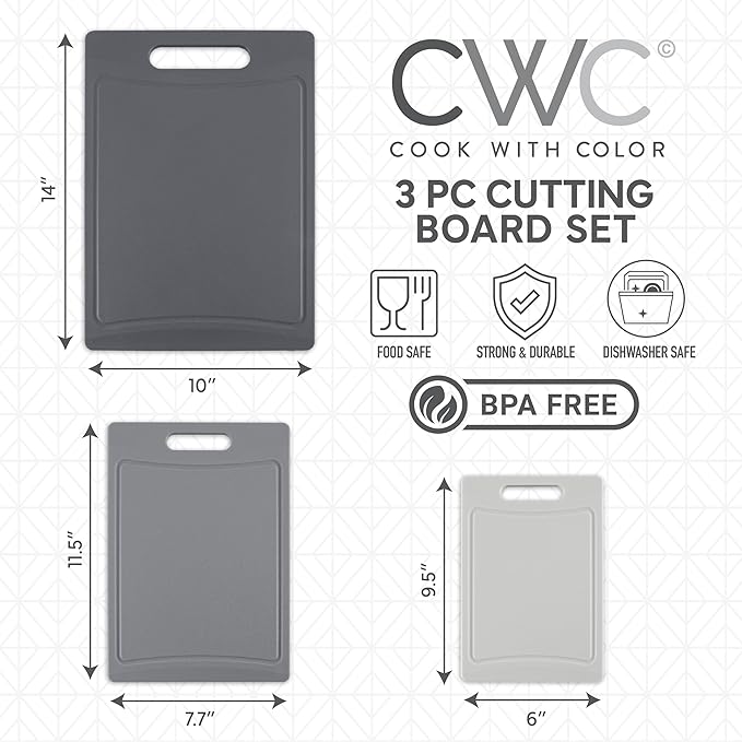COOK WITH COLOR Non-Slip Cutting Board Set – Kitchen Essentials with Easy Grip - Image 2