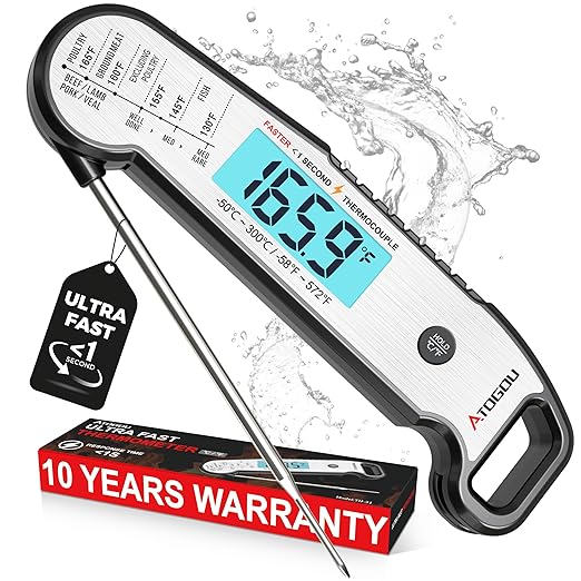 Atogou Meat Thermometer, Professional Food Thermometer, <1 Sec Instant Read by ATOGOU