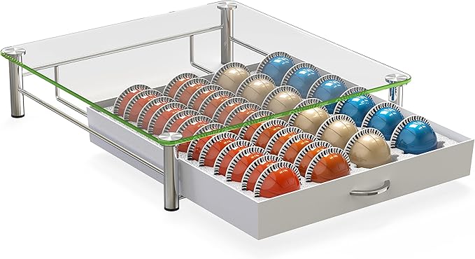 DecoBrothers Crystal Tempered Glass Vertuo Pod Holder Drawer, 24 Large or 48 - Image 7