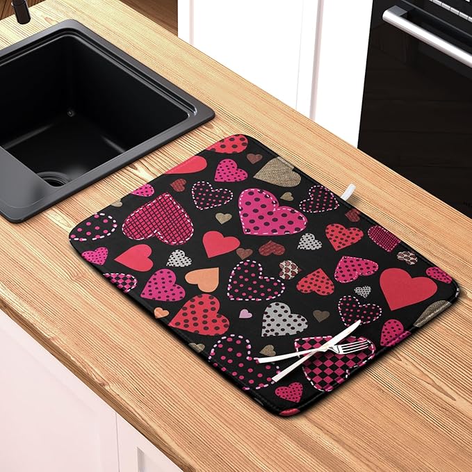 Happy Valentine's Day Kitchen Drying Mats - Image 6