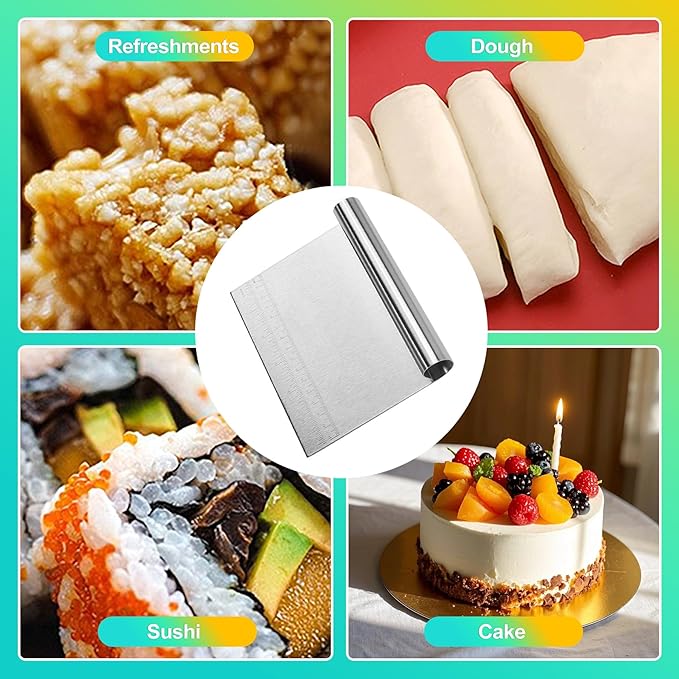 2 Pack Stainless Steel Dough Cutter & Pastry Scraper, Bench Knife - Image 6
