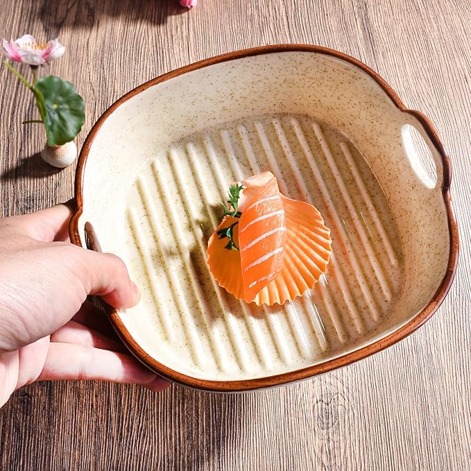 6.7" Japanese Ceramic Casserole Dish, Square Baking Pan - Image 6
