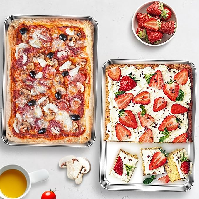 Homikit 2 Pack Baking Sheet, 9 x 13 Inches Stainless Steel Quarter Sheet Pan Set - Image 6