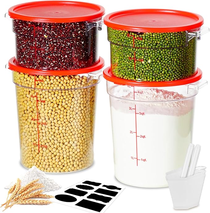 2QT NSF Food Storage Containers: 8 PCS Commercial Clear Round Food Storage by SVKLHY