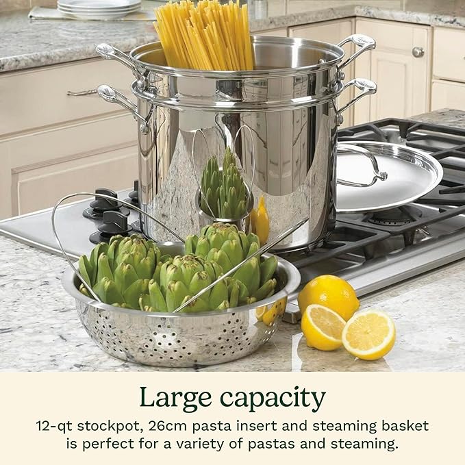 Cuisinart 4-Piece Cookware Set, 12 Quarts, Chef's Classic Stainless Steel - Image 2