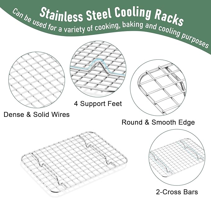 Homikit Toaster Oven Pan with Rack Set, 9 x 7 Inch Stainless Steel Small Cookie - Image 4