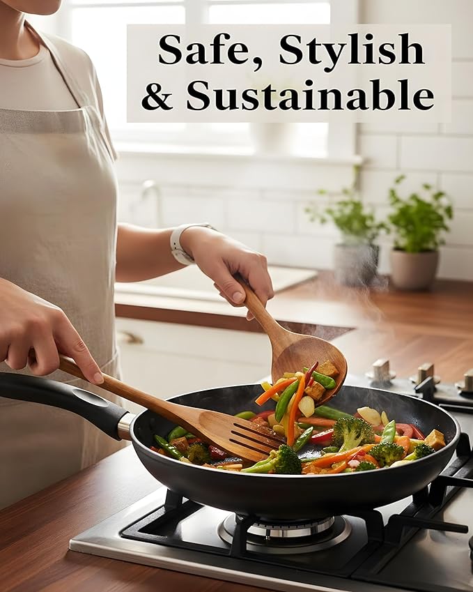 12-Piece Natural Teak Wood Utensil Set - Image 4