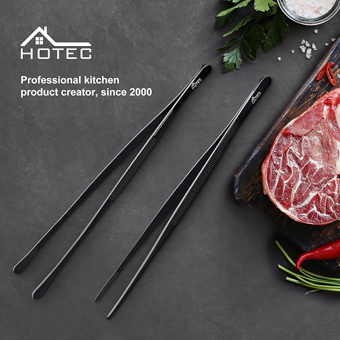 HOTEC Kitchen Tweezers Tongs Stainless Steel Professional Chef Tweezers - Image 8