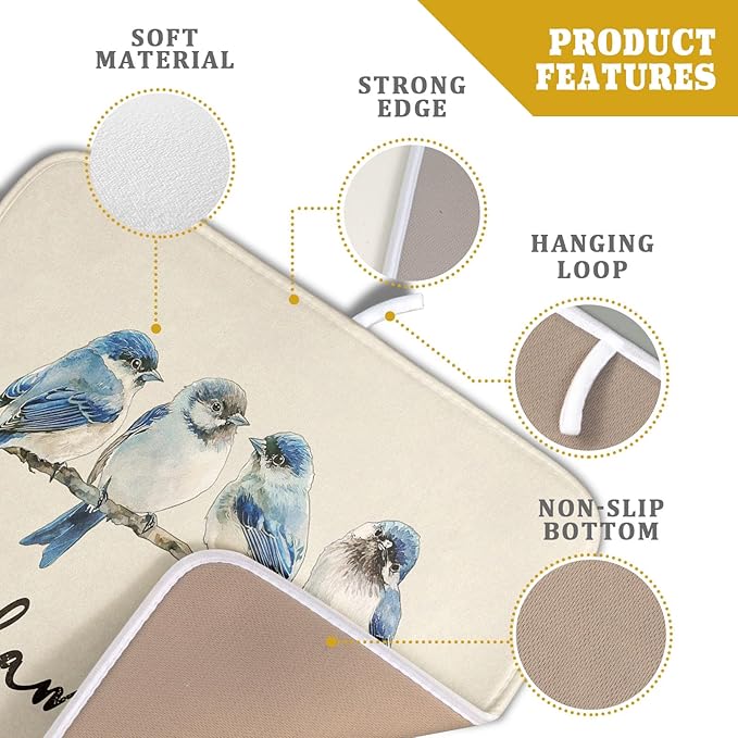 Home Blue Bird Family Dish Drying Mat - Image 4