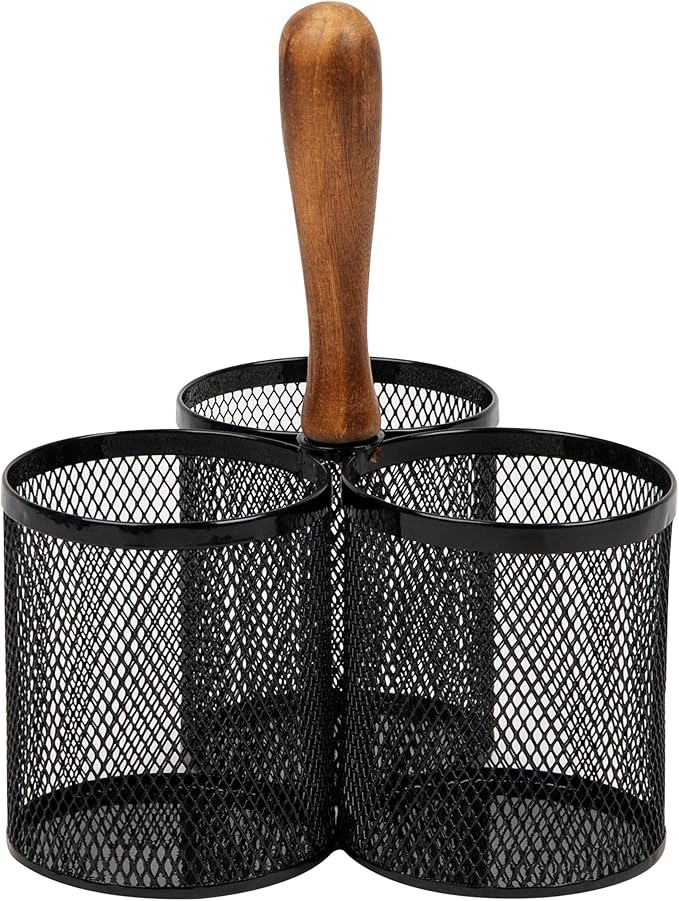 Mind Reader Utensil Holder, Cutlery Holder, Metal Mesh, 7.5"L x 7.5"W x 9.75"H - Image 7