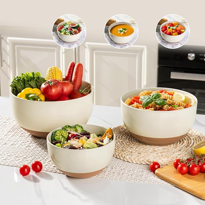 AmorArc Ceramic Mixing Bowls|Nesting Bowls Set of 3 - Image 8