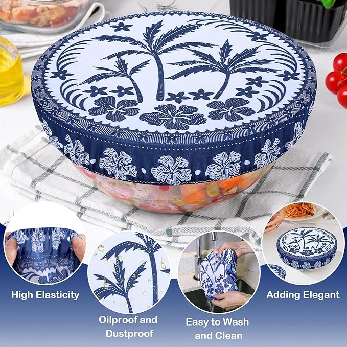 5 Pieces Bowl Covers Reusable, 5 Size Elastic Cloth Bowl Covers - Image 4