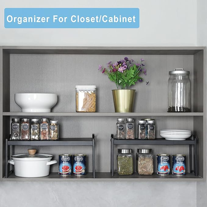 25.5 Inches 3 Pack Expandable Cabinet Shelves, Stackable Shelf Organizer - Image 6