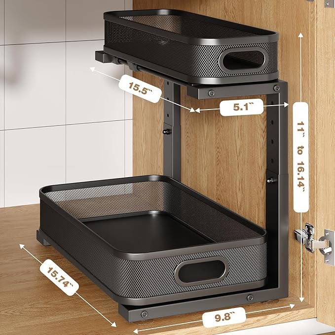 2 Pack 15.7IN-Depth Under Sink Organizer - Image 2