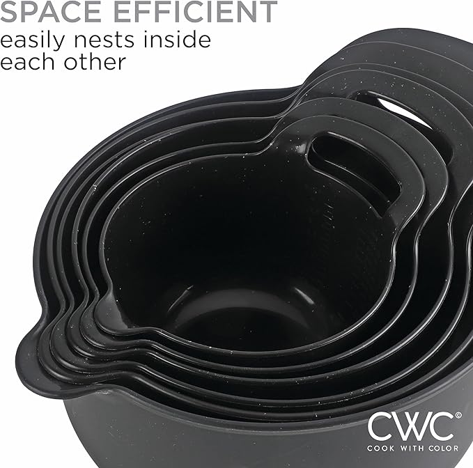 COOK WITH COLOR Nesting Plastic Mixing Bowl Set with Pour Spouts and Handles - Image 4