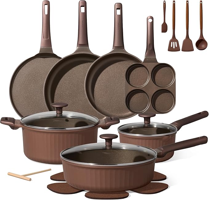 CAROTE Pots and Pans Set Non Stick, Cookware Sets Nonstick 21 pcs Kitchen Pot & by CAROTE