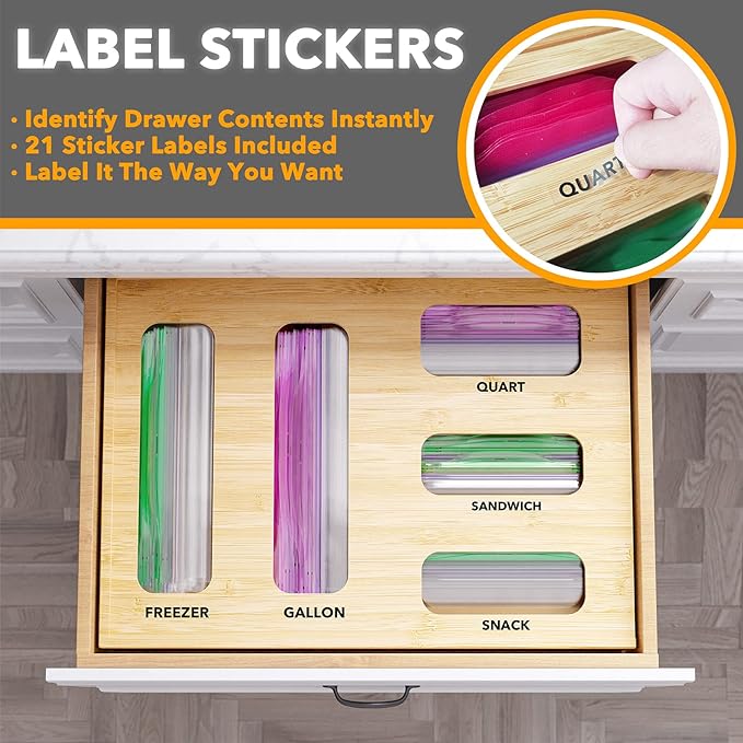 SpaceAid Bag Storage Organizer for Kitchen Drawer, Bamboo Organizer, Compatible - Image 4