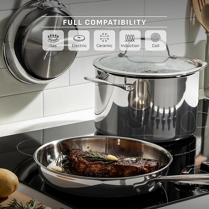 T-Fal Pro Tri-Ply Stainless Steel Fry Pan 10 Inch Induction Cookware, Oven Safe - Image 5