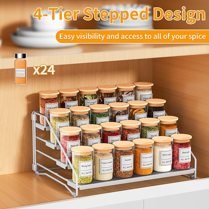 RCHYFEED 4 Tier Spice Rack Organizer, Spice Organization - Image 3