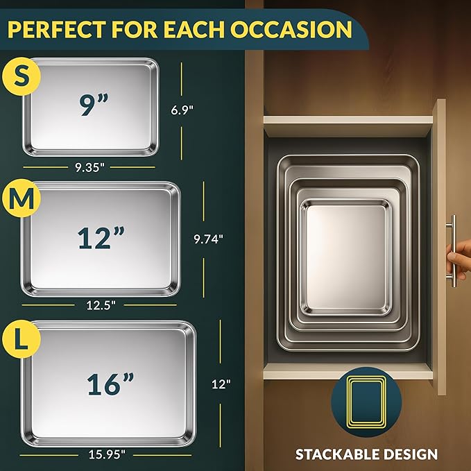 Baker’s Signature Stainless Steel Cookie Sheet Pan, Stainless Steel Baking - Image 2