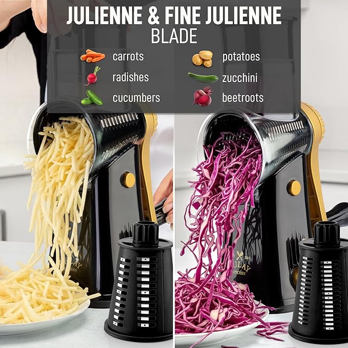 Zulay Kitchen Rotary Cheese Grater 5 Blade Cheese Shredder - Image 6