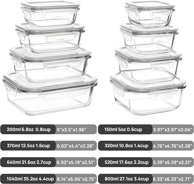 Vtopmart 8 Pack Glass Food Storage Containers - Image 2