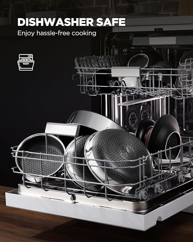 Non Stick Frying Pans with 2 Lids, 8+10+12 inch, Hybrid Frying Pans Set Nonstick - Image 5