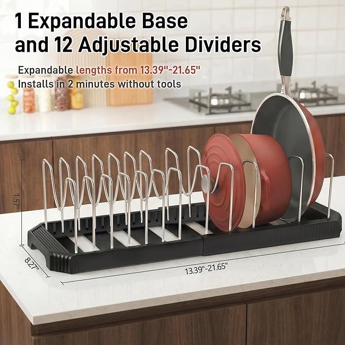Pots and Pans Organizer for under Cabinet, Pan Pot Organizers inside Cabinet - Image 3