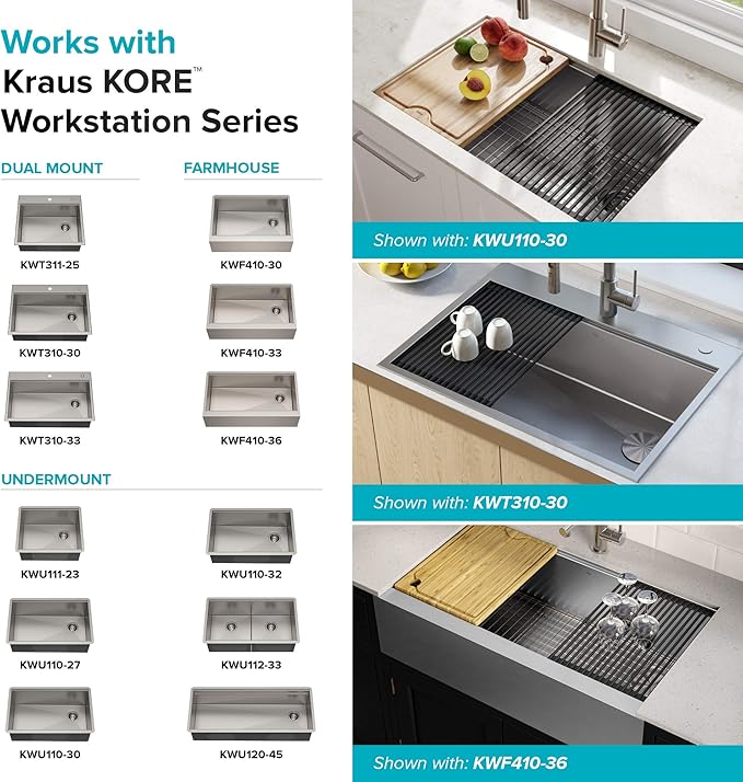 Kraus Multipurpose Workstation Sink Roll-Up Dish Drying Rack, Colander and - Image 12