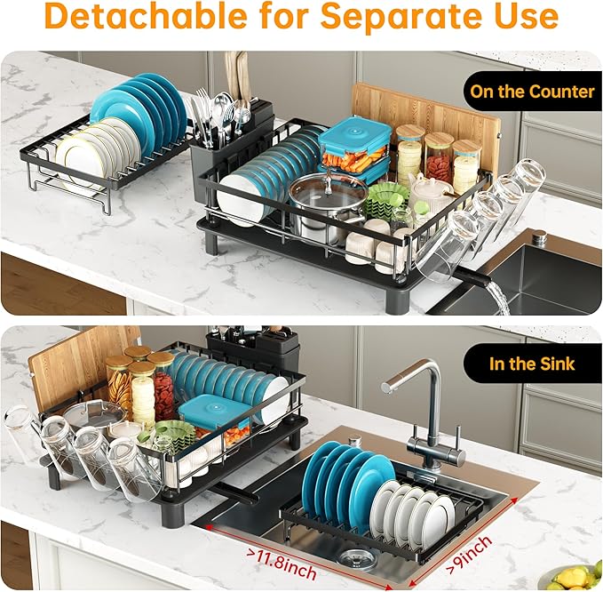 Dish Drying Rack, 2 Tier Dish Racks - Image 8