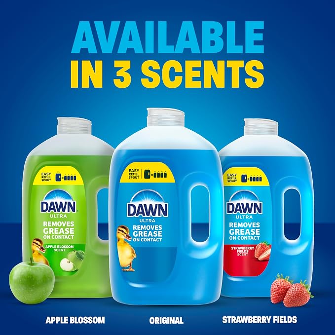 Dawn Ultra Dish Soap Refill Jug, Large Size Original Blue Liquid Dishwashing Detergent, Powerful Dish Soap for Grease, 51.5 oz