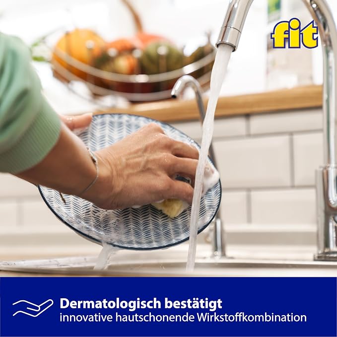 fit Hand Washing Up Liquid 10 L Canister, Dishwasher Detergent Against Grease and Strength, Skin-Friendly, Vegan, Microplastic-Free, Original