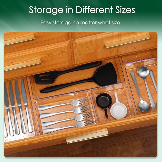 Criusia Drawer Organizer Set, Acrylic Non Slip Non Cracking Kitchen Drawer - Image 4