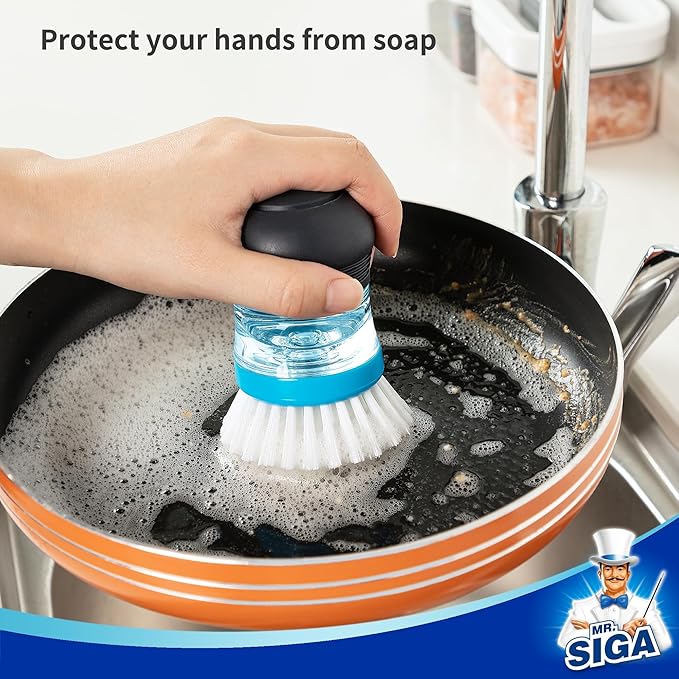 MR.SIGA Soap Dispensing Palm Brush, Kitchen Brush - Image 5