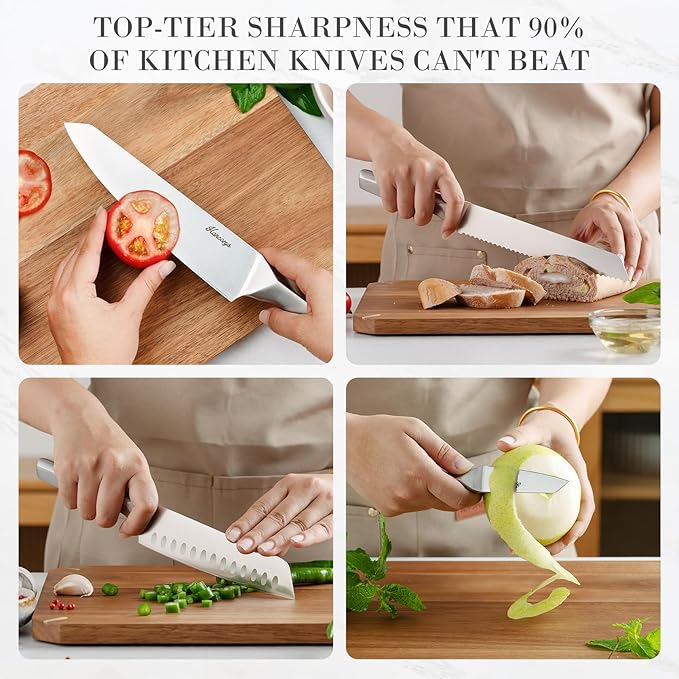 Knife Block Set, Japanese Stainless Steel Kitchen Knife Set - Image 5