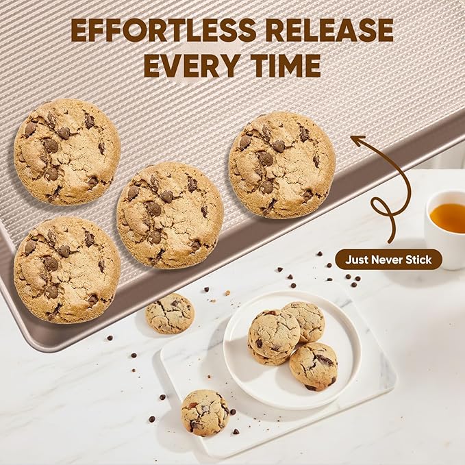 Sakerplus Nonstick Baking Sheet Pan Set of 3, Heavy Duty Cookie Sheets - Image 7