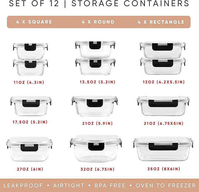 JoyJolt 24pc Borosilicate Glass Storage Containers - Image 9
