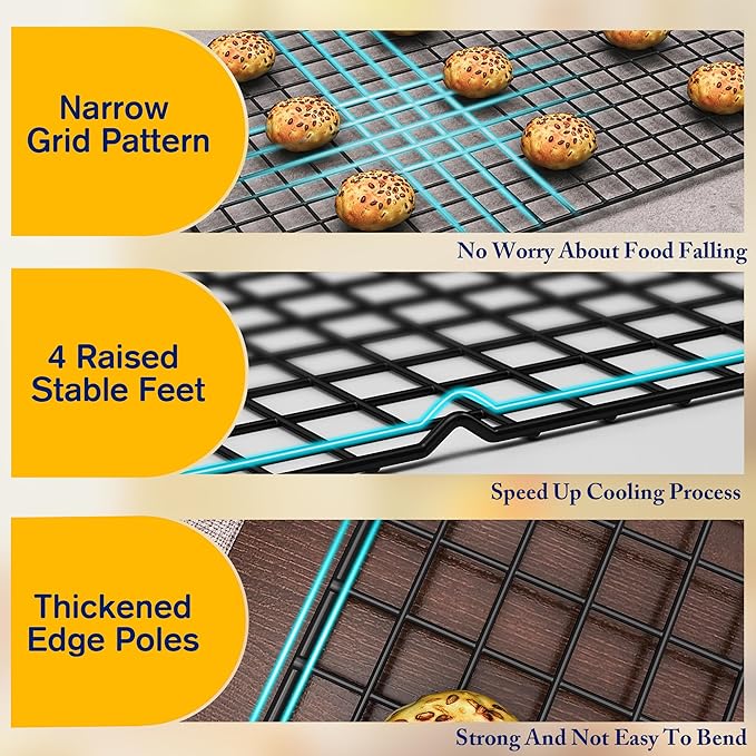 2PCS Cooling Racks for Cooking and Baking -11.65''x16.85''Heavy Duty Stainless - Image 3
