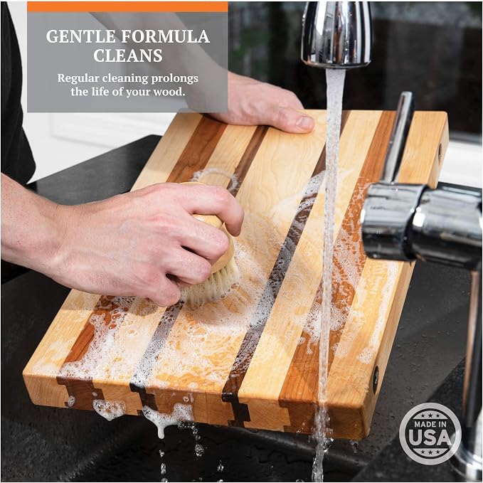CLARK'S Cutting Board Soap and Scrub Brush from Clean your kitchen boards, bowls, countertops, and utensils the natural way | Castile Based