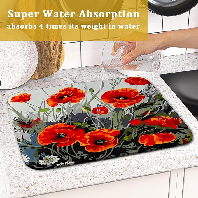 Giwawa Poppy Dish Drying Mat 16x18 inch - Image 7
