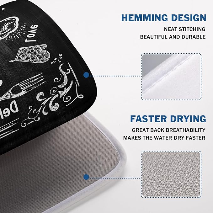 Kawani Black Coffee Bar Dish Drying Mats - Image 4