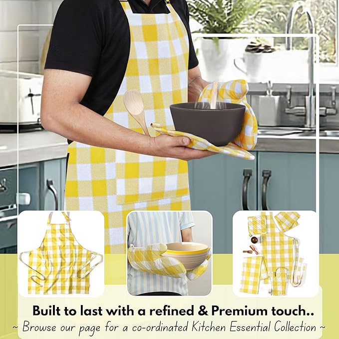 Native Fab Buffalo Plaid Check Oven Mitts and Pot Holders Set of 4, 100% Cotton - Image 2